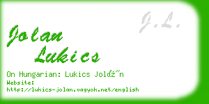 jolan lukics business card